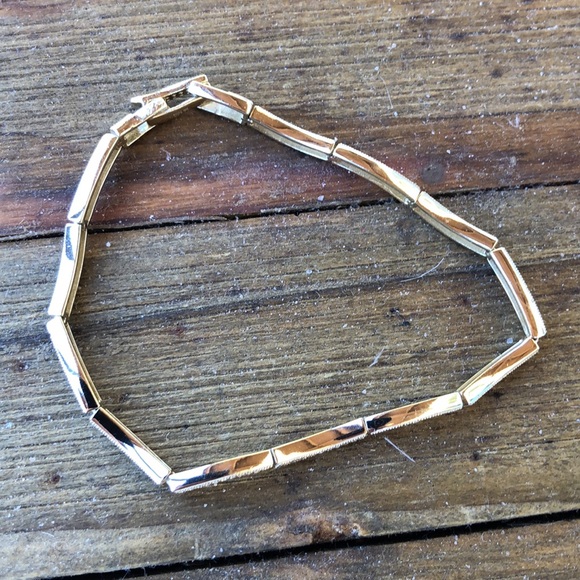 NWOT 925 Sterling Silver Gold Vermeil Overlay Crystal Wavy Tennis Bracelet! - Picture 3 of 13